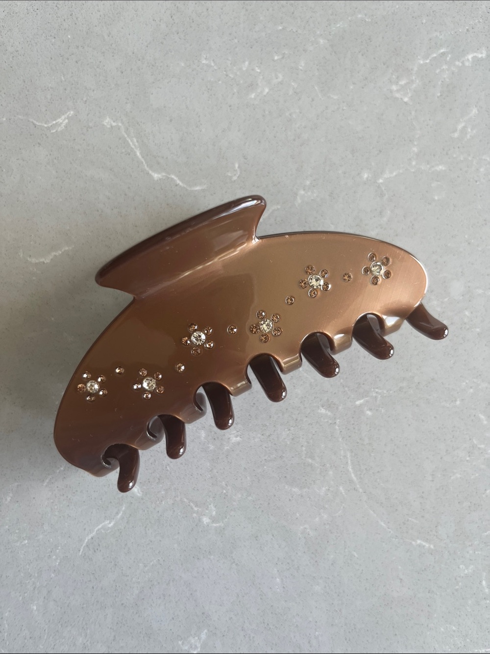 Emi Jay Brown Rhinestone Flower Hair Claw Clip